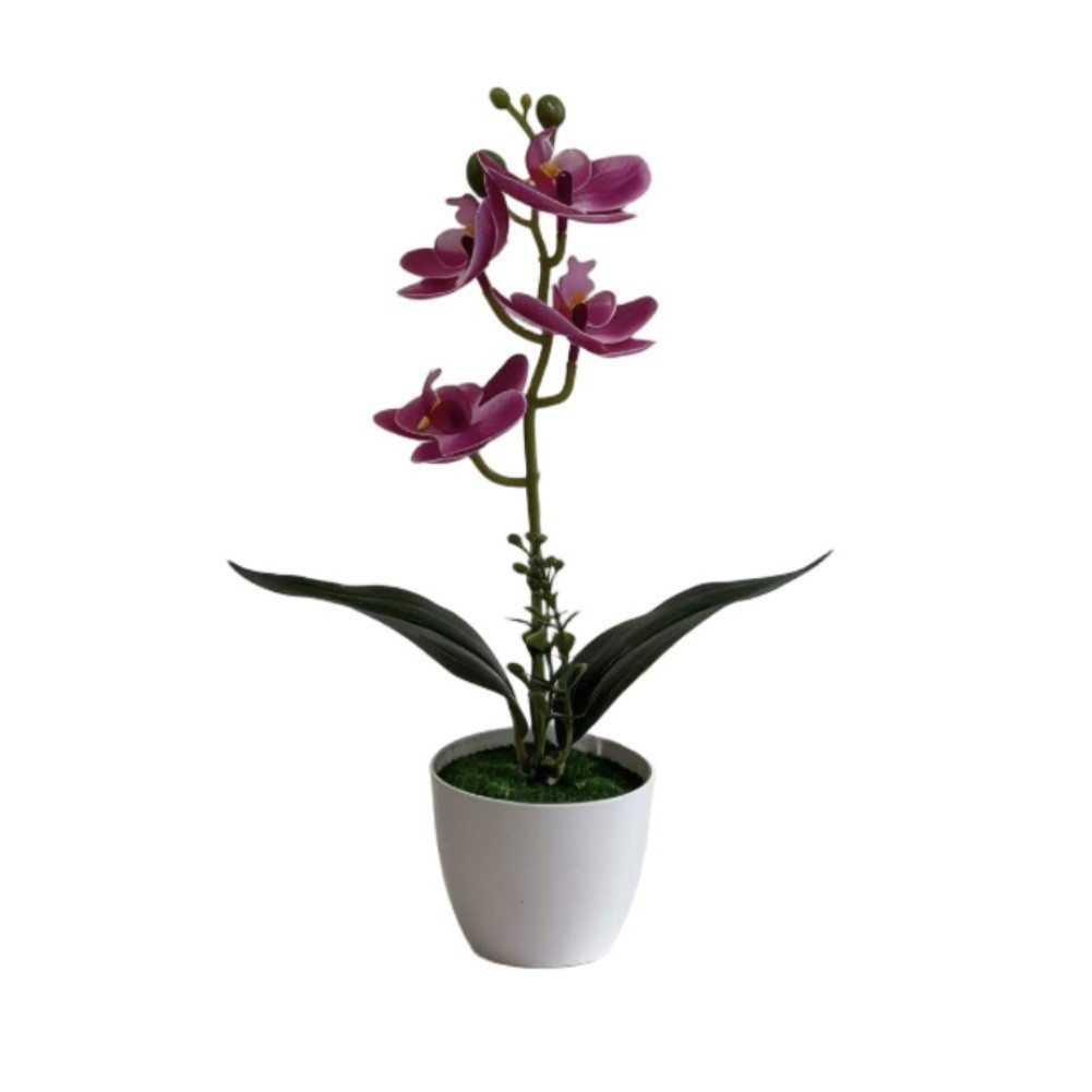 31cm Tall Fake Orchid in Pot for Living Room Bedroom Study Decor Indoor Use