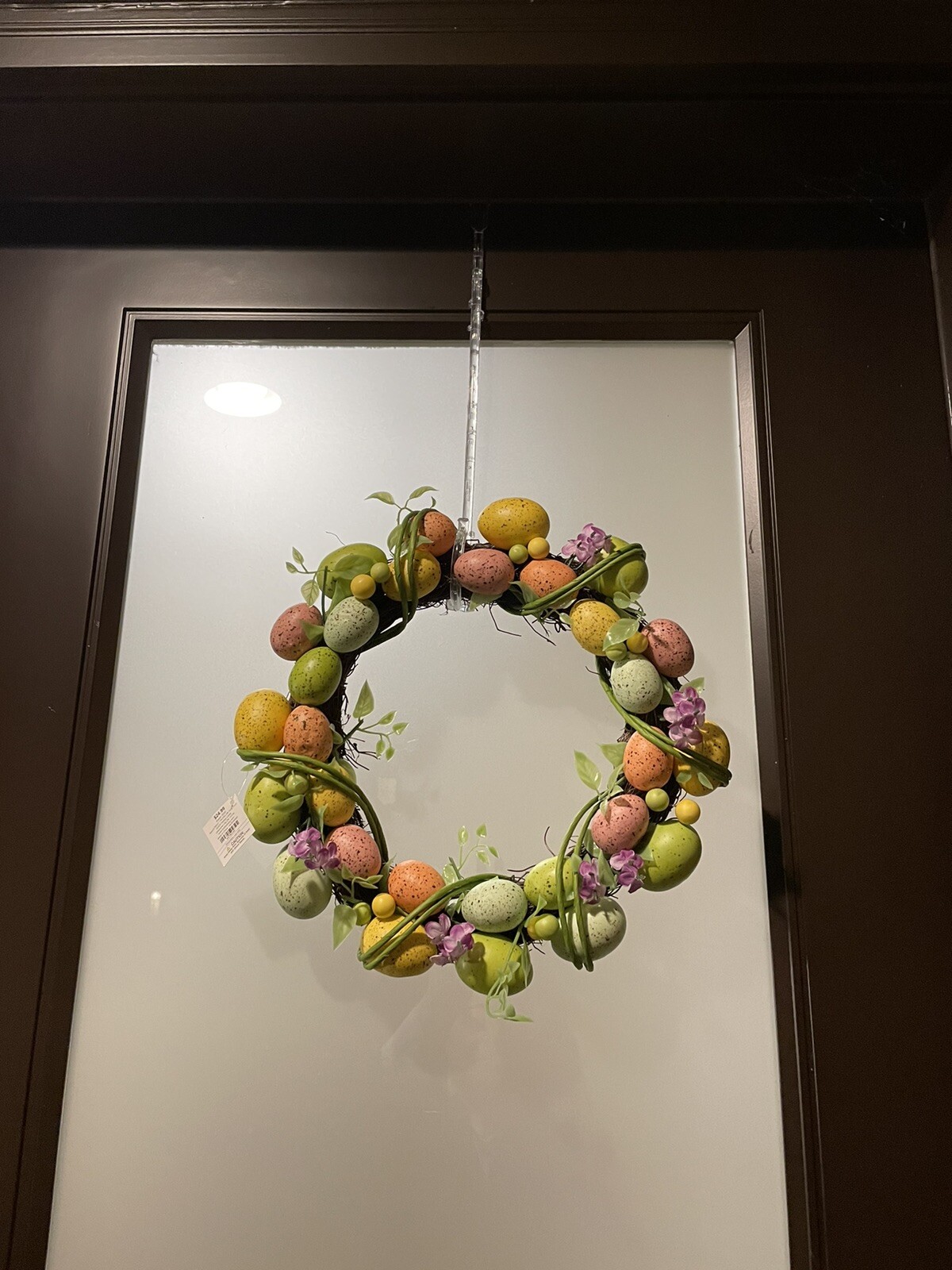 Easter Wreath Grapevine Speckled Wall Decoration 15″ Dia Flowers NEW!