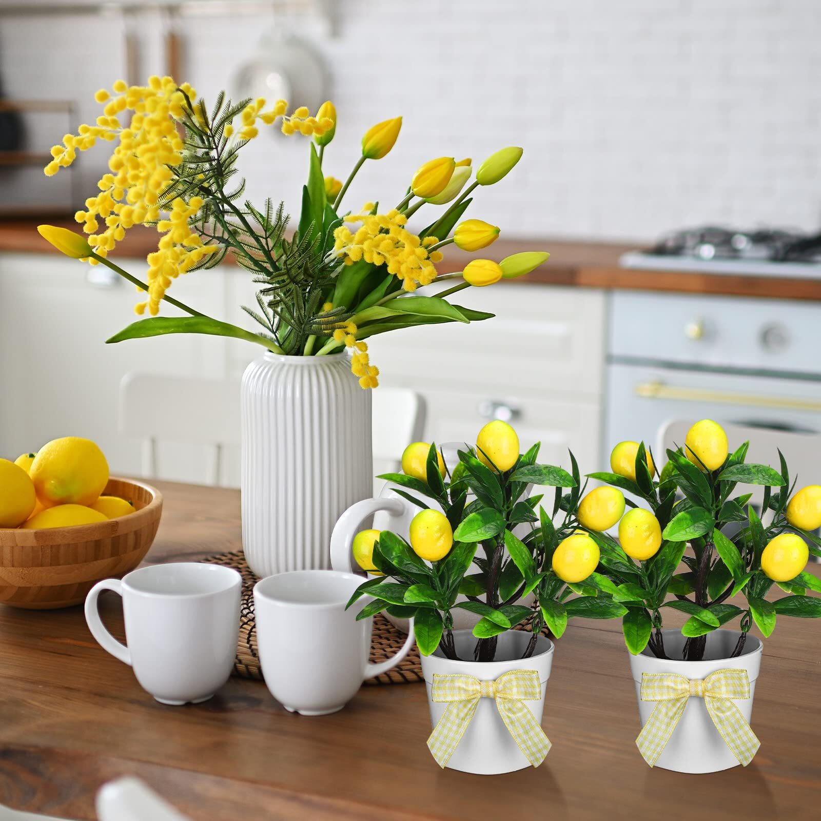 3 Set Sukkot Fruits Lemon Decor Lemon Tiered Tray Decor Artificial Lemon Plan…
