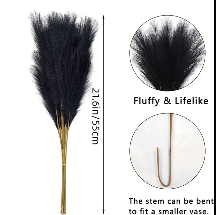 12pcs Pampas Grass – 21.6 Inch Faux Pampas Grass Decor, 12 Pieces Blue