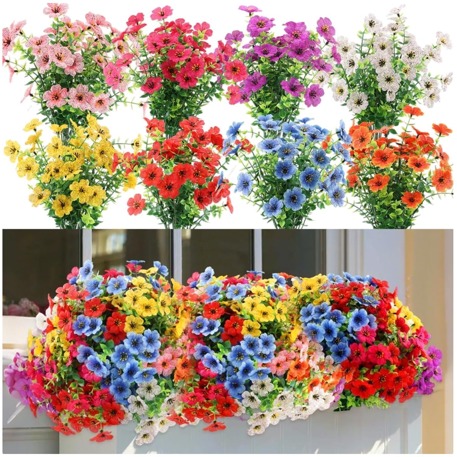 Fake Daisy Flowers Mix 8 Colors, UV Resistant