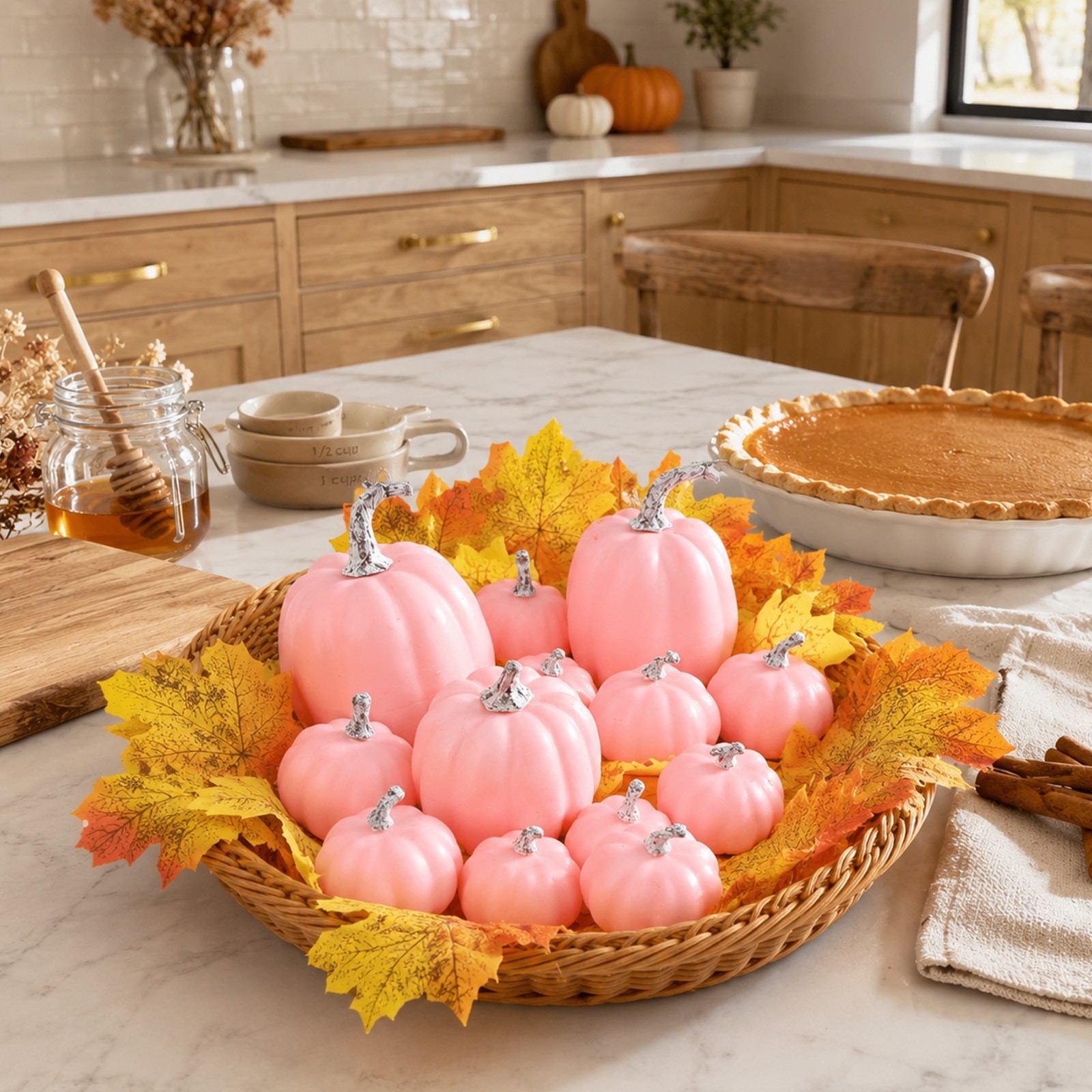 Foam Pumpkins 12 Pack in Three Soft Tones for Tiered Tray and Harvest Decor