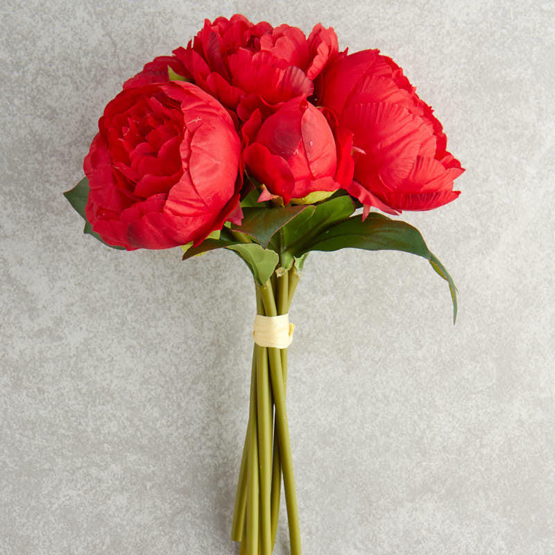 Artificial Red Peony Bouquet for Home Decor, Crafting and Displaying