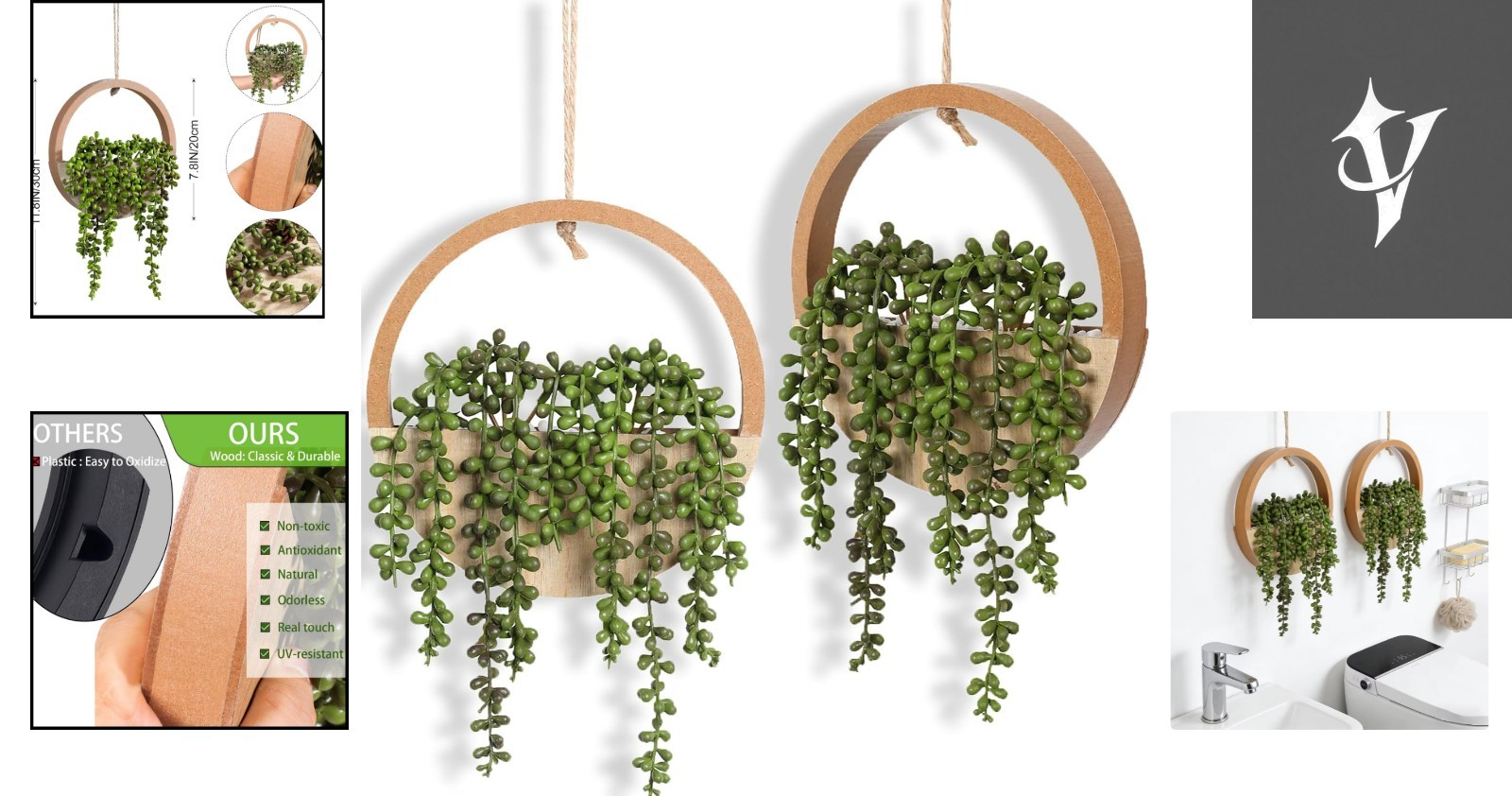 Realistic String of Pearls Hanging Plants – Perfect for Home & Office Decoration