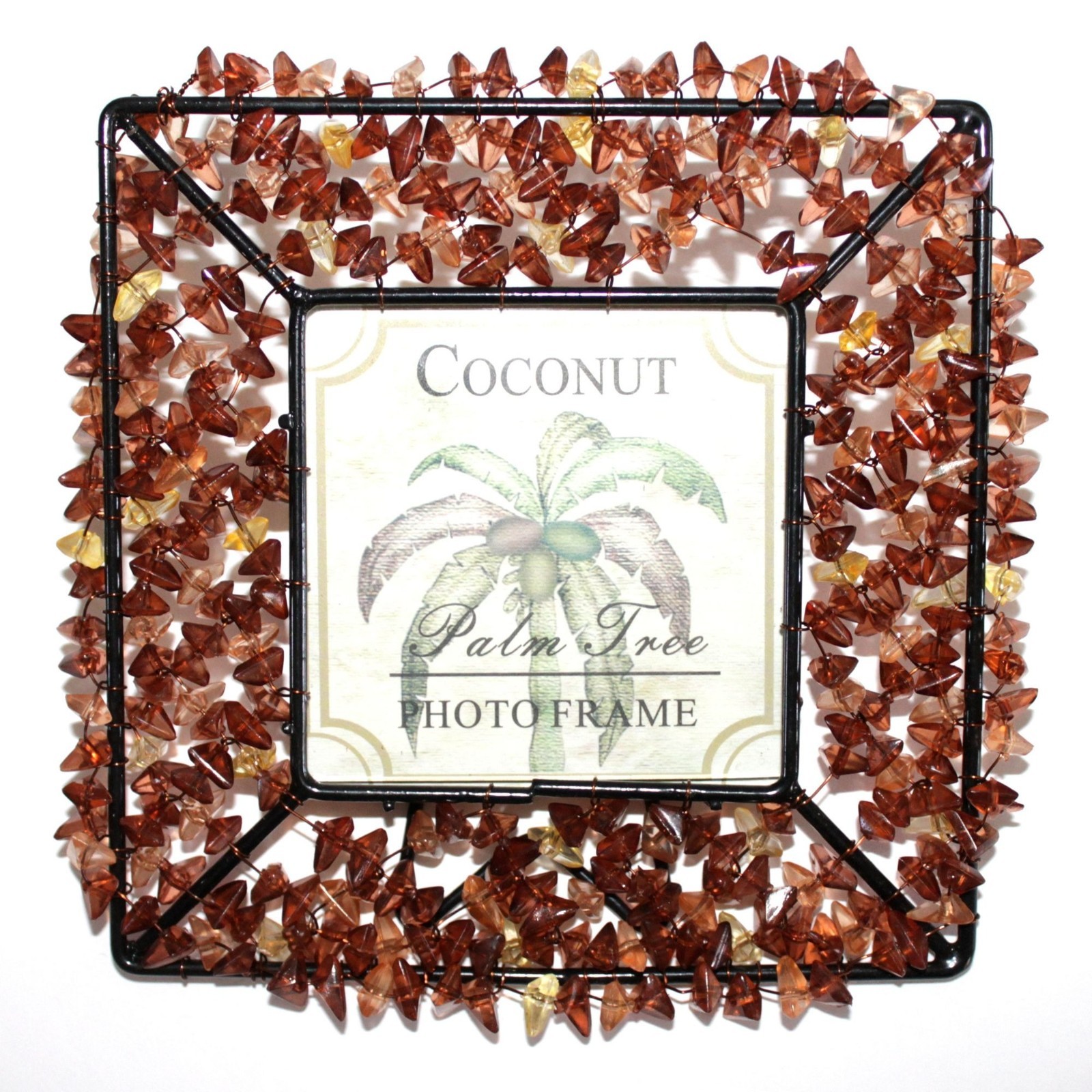 2pc Set 5.75 x5.75″ Wire+Faux Crystals For 3″x3″ Picture Coconut Palm Tree Photo