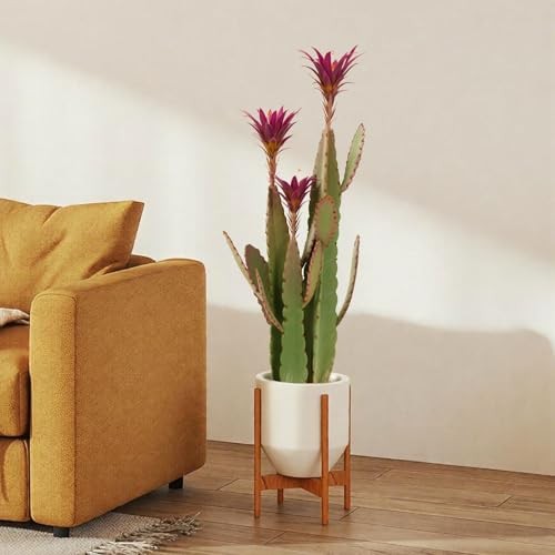 3ft Tall Artificial Cactus with Magenta Flower in Pot, Fake Cacti Plant of