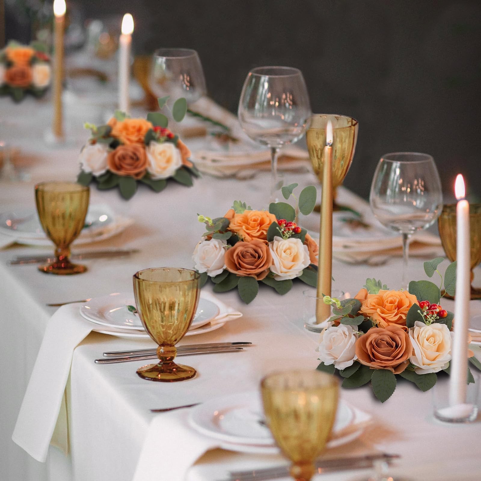Terracotta Flowers Balls Centerpieces 2 Pcs Artificial Rose Fall Wedding