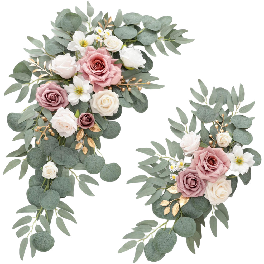 Floral Decor Faux Flower Swag Silk Foam Plastic Mix Easy To Shape Wall Mountable
