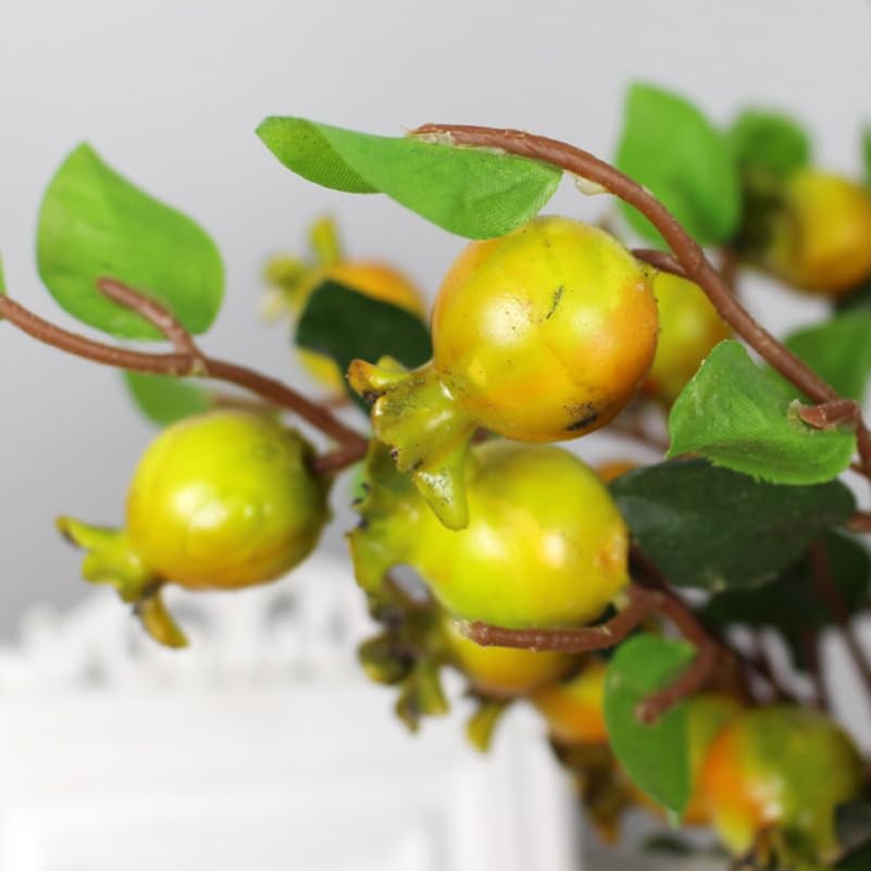 Group of 5 Artificial Yellow Rosehip Berries and Pomegranate Fruit Stems for …