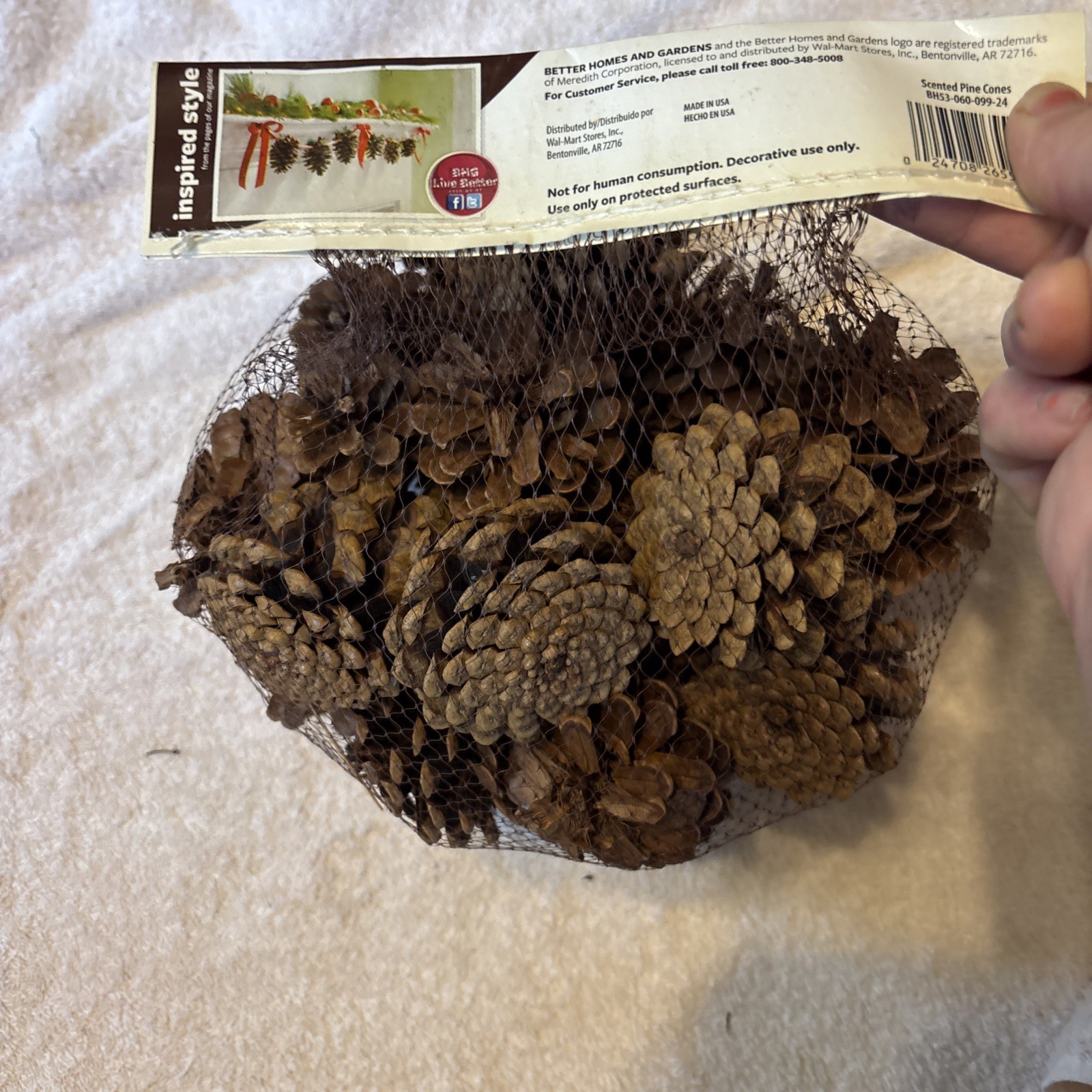 NIP Better Homes And Gardens Cinnamon Scented Pinecones 6 Dry Qts. Brown/decor