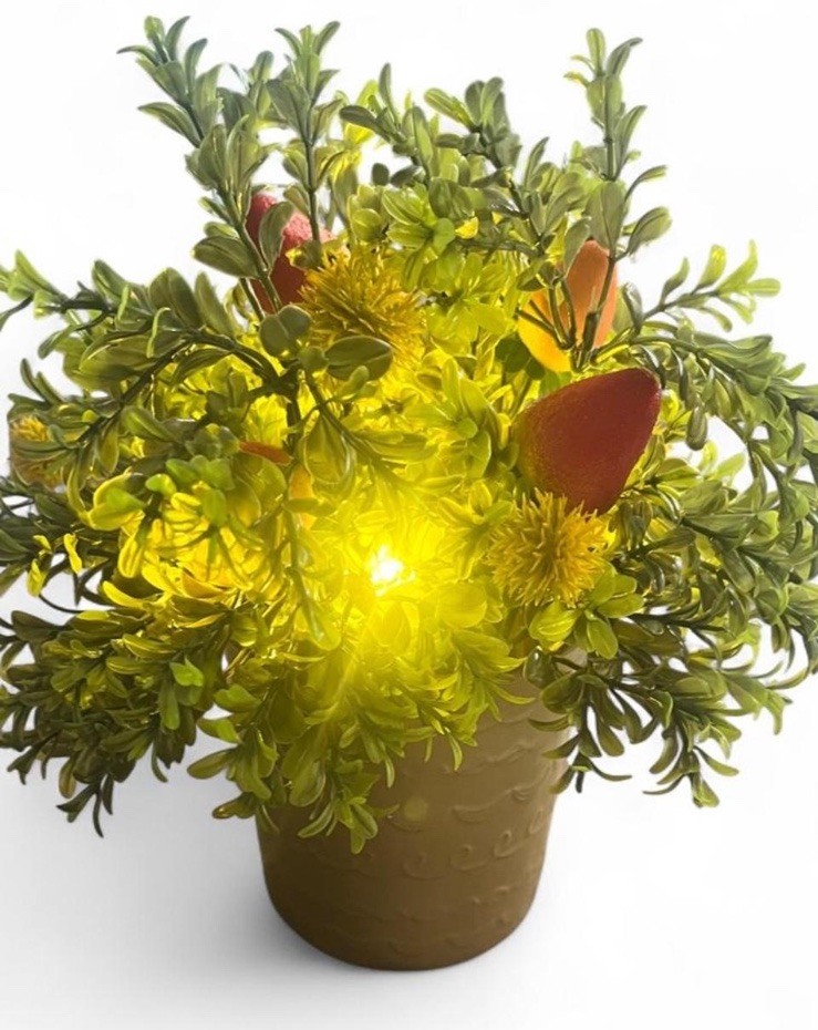 Artificial Greenery Arrangement Pot gold bee 🐝 LED Lights Decorative strawberry