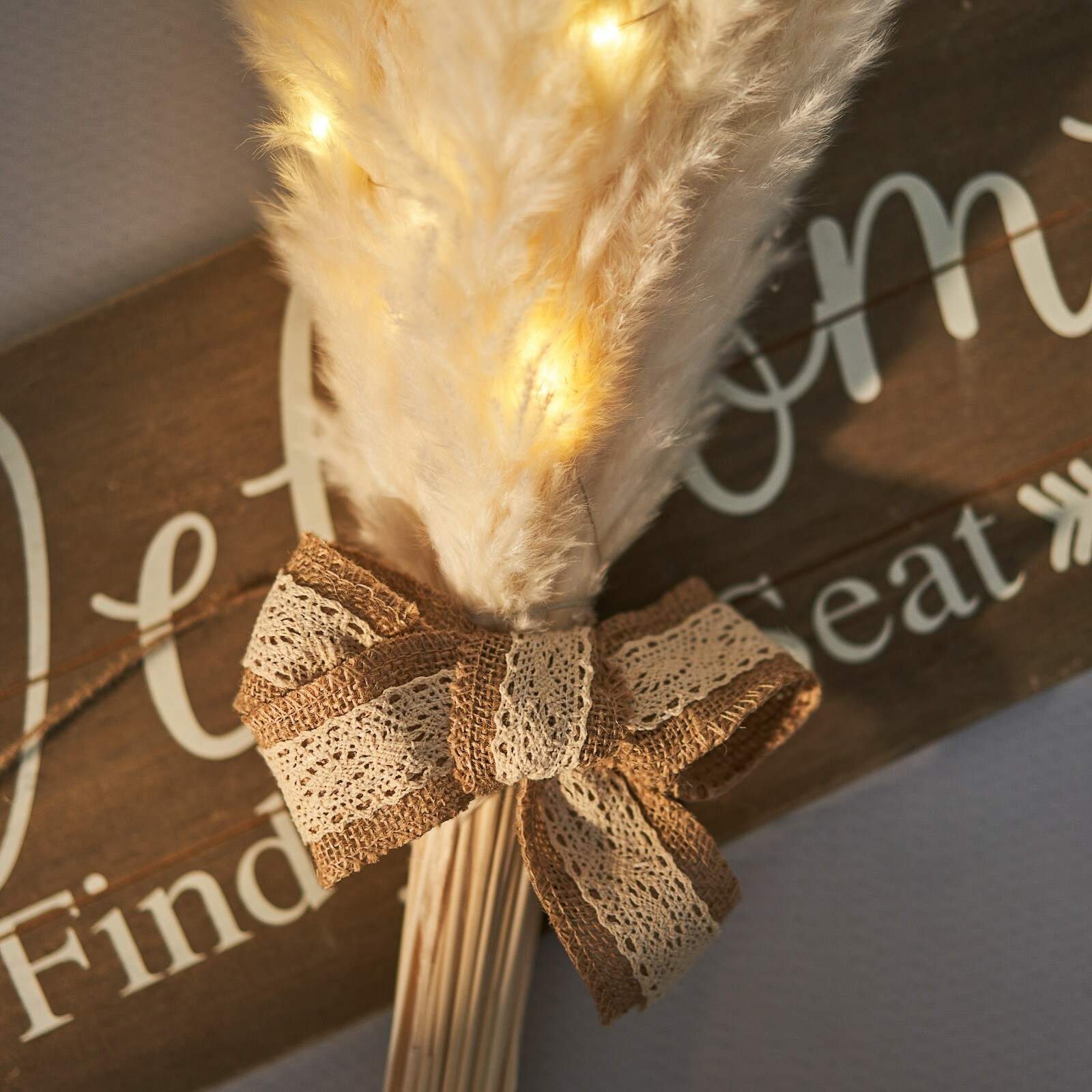 Fluffy City – 60 Pieces Natural Dried Pampas Grass with Wall Hanging Decor Set