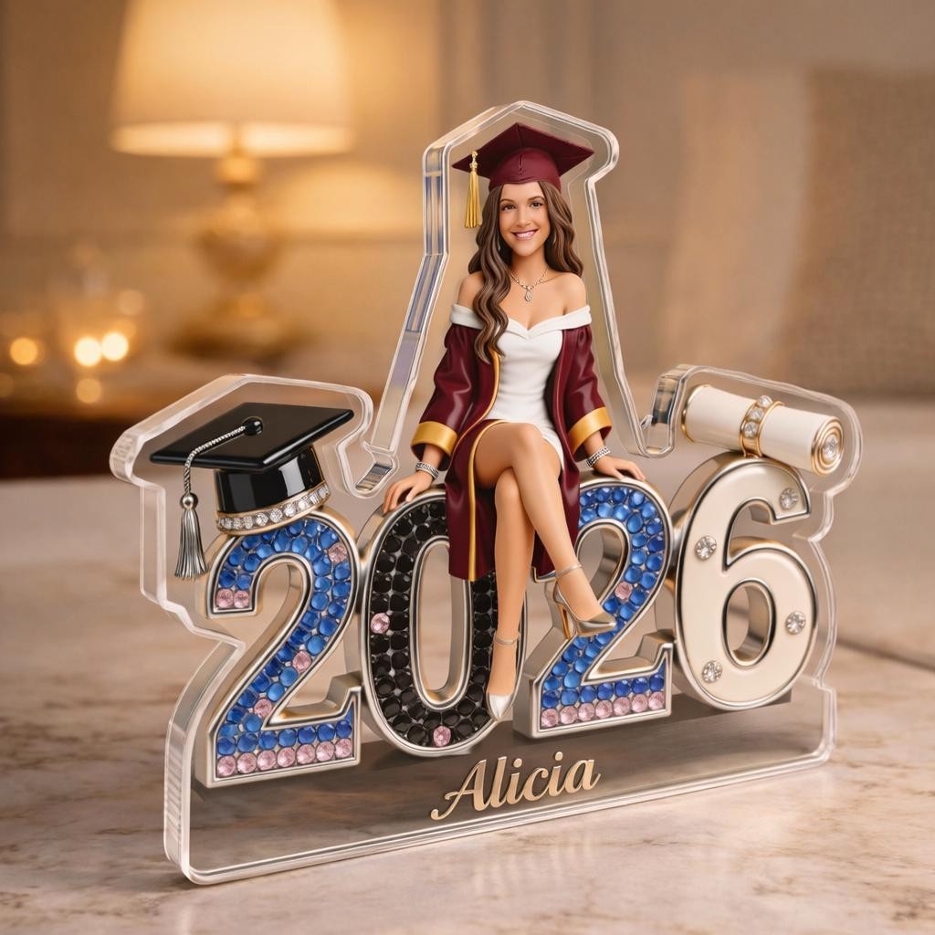 Personalized Graduation Photo Plaque: Class of 2026, Custom Acrylic Block