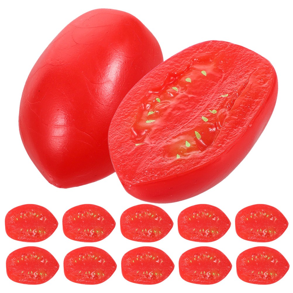 12Pcs Reusable Artificial Cherry Tomato Models Red PVC for Kitchen Display Decor