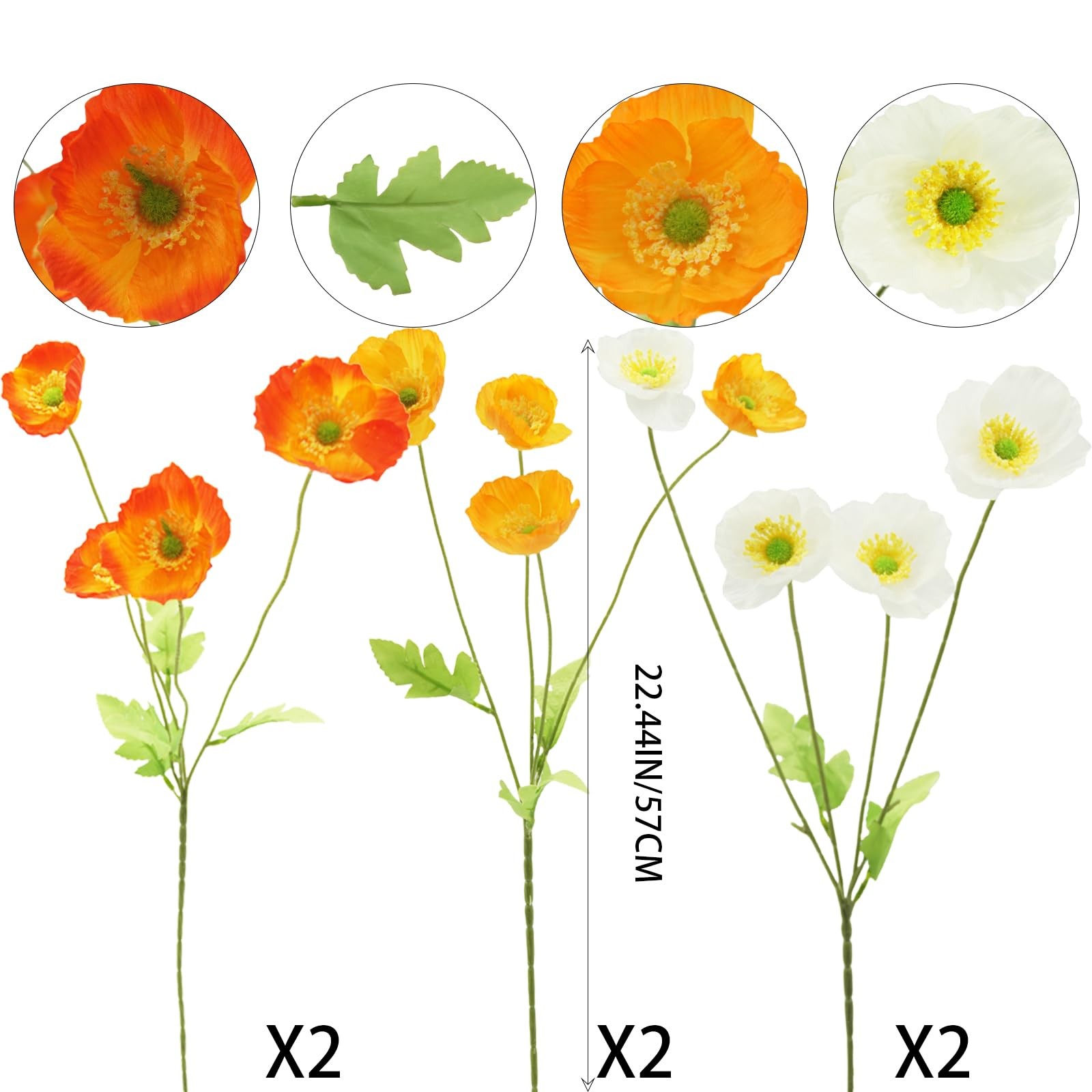 6Pcs Artificial Poppies Flowers Silk Poppy Flowers Faux Flowers Poppy Plants …