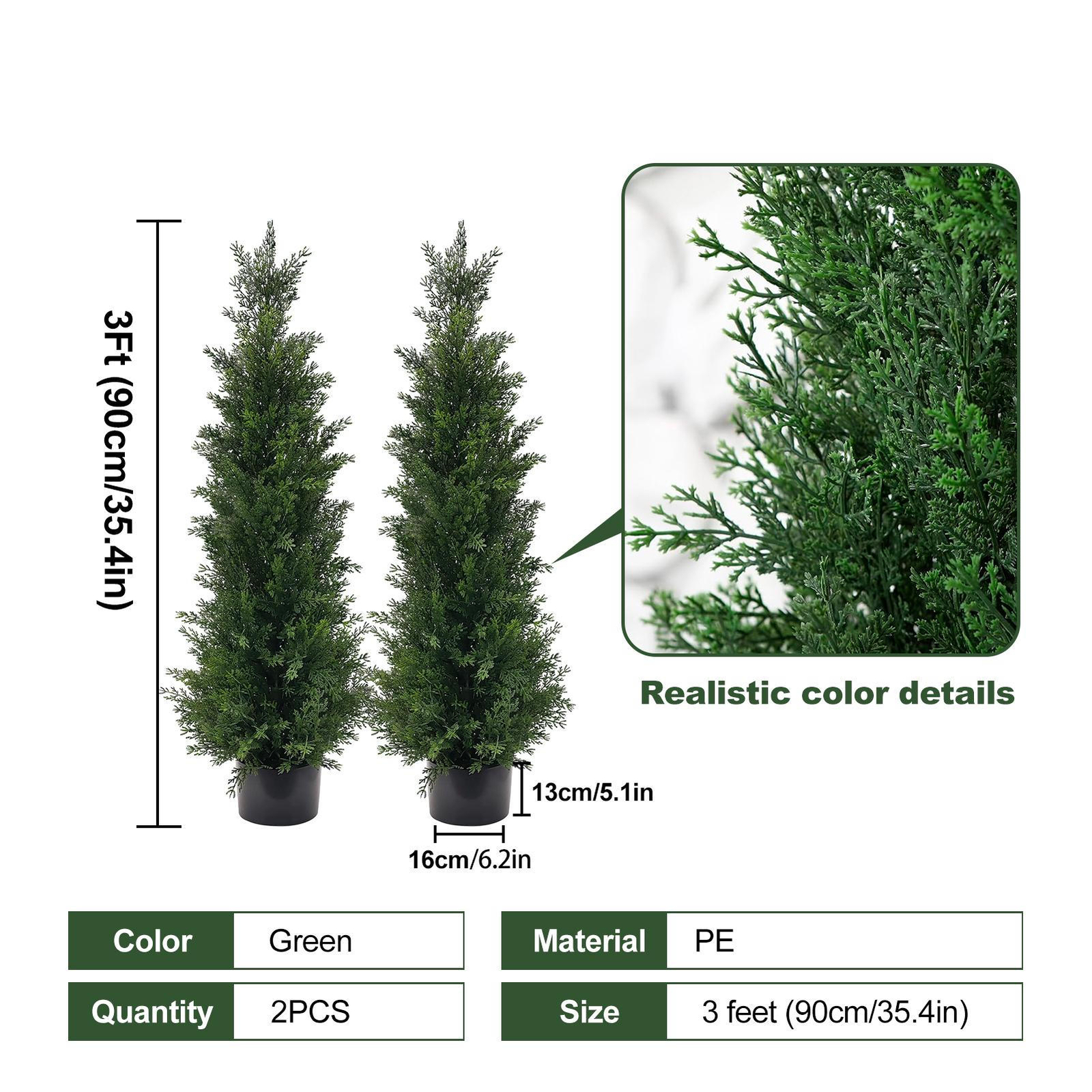 2pc 3Ft Cedar Pine Artificial Topiary Tree Christmas Home Decor UV Brand New-