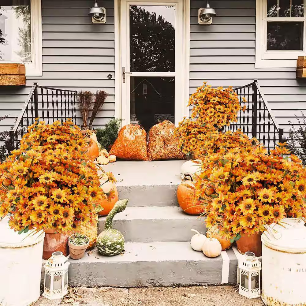 12.6 In. Yellow Artificial Fall Mum Flowers