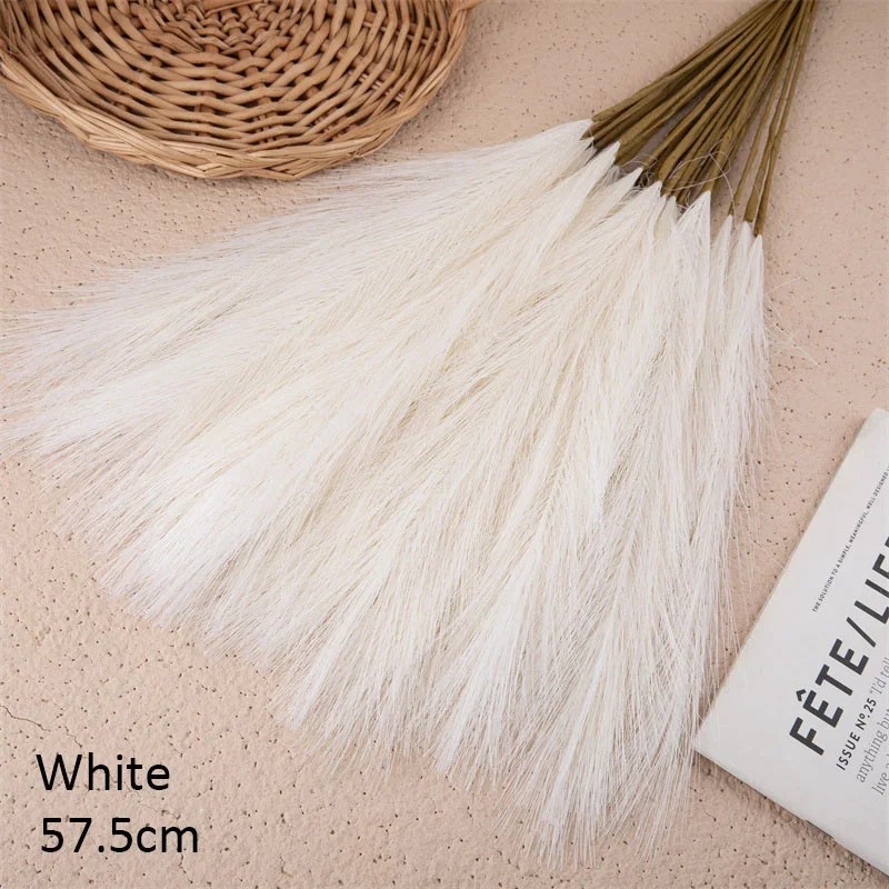 10Pcs Artificial Pampas Grass 56cm Silk Reed Bouquet Boho Decor