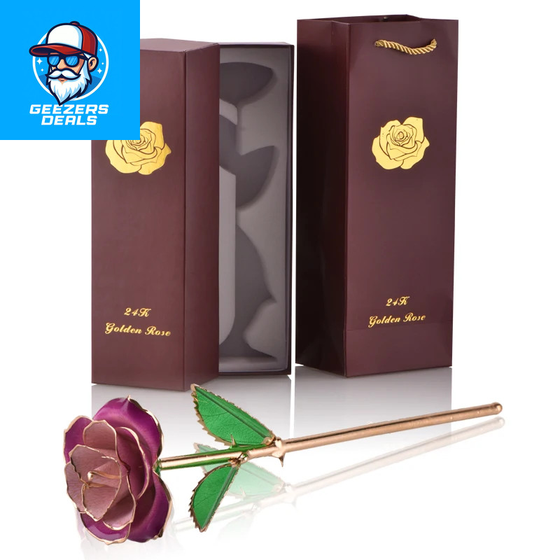 Gifts for Women 24K Gold Dipped Rose with Stand Eternal Flowers Forever Love in
