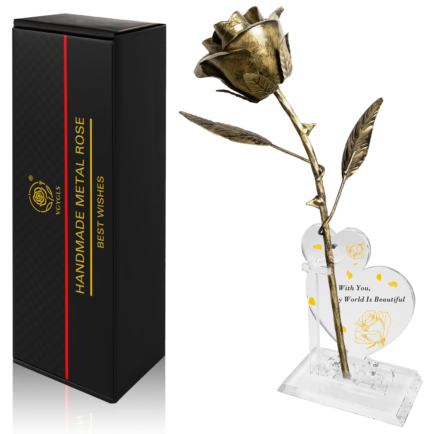 Metal Art Gift Bronze Dual Photo Stands Sculpture 8th & 19th Anniversary
