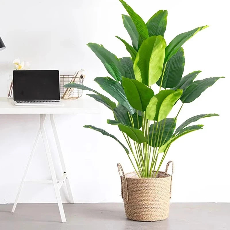 1pc Large Artificial Plants Tropical Palm Tree Fake Banana Plants Leaves Real