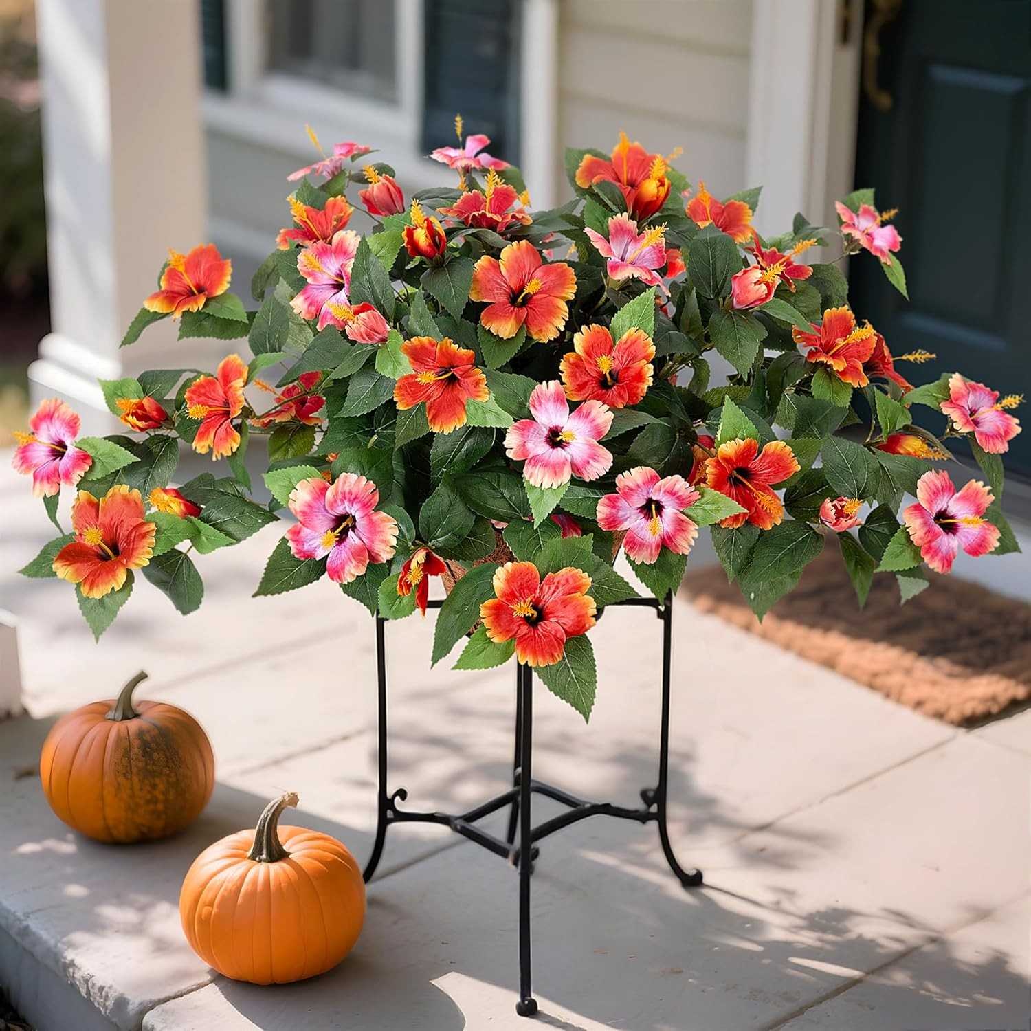Artificial Fake Flowers for Outdoors Decoration, 2PCS Faux Hibiscus Flowers