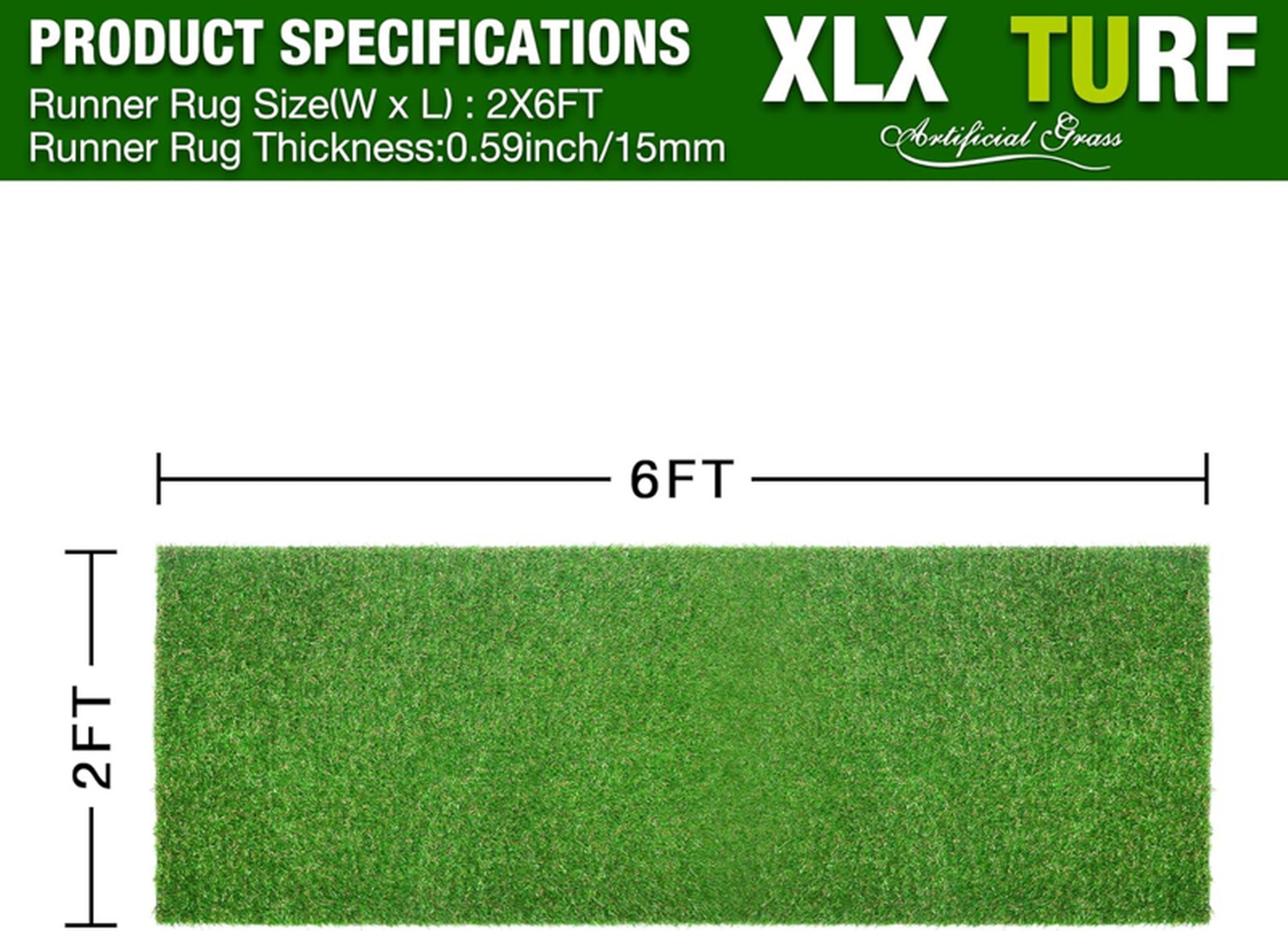 2FT X 6FT Artificial Turf Runner Rug Indoor Outdoor – Realistic Narrow Fake