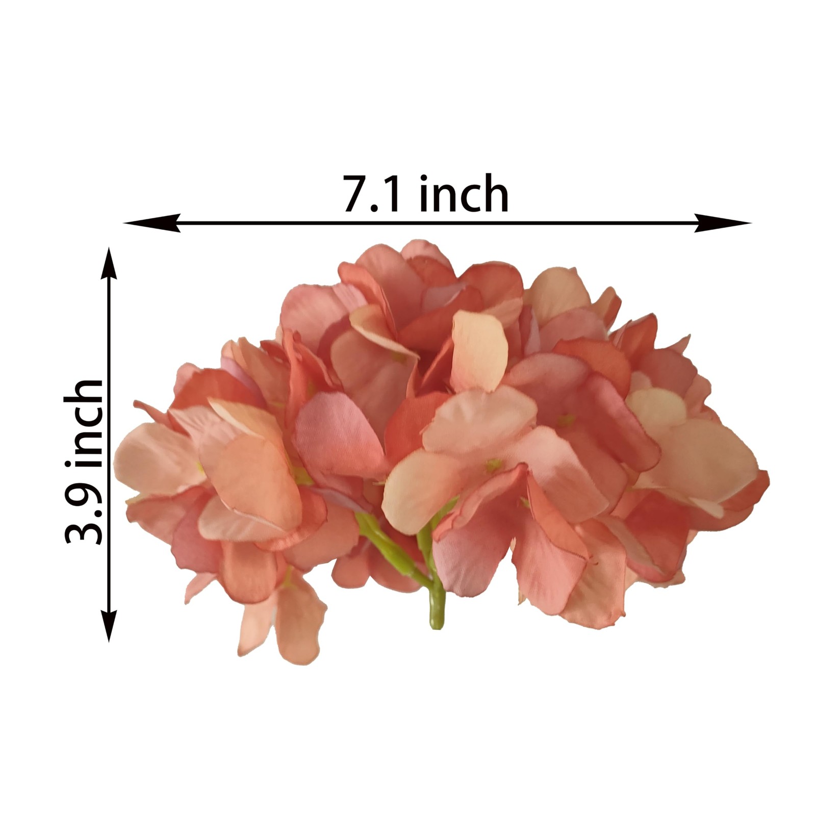 7.1”Hydrangea Silk Flowers Coral,10Pcs Artificial Silk Hydrangea Heads,81 Pe…