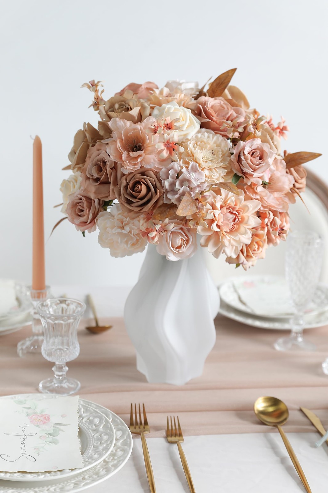Artificial Flowers Combo Set Fake Flower Leaf Box with Stems for DIY Wedding …