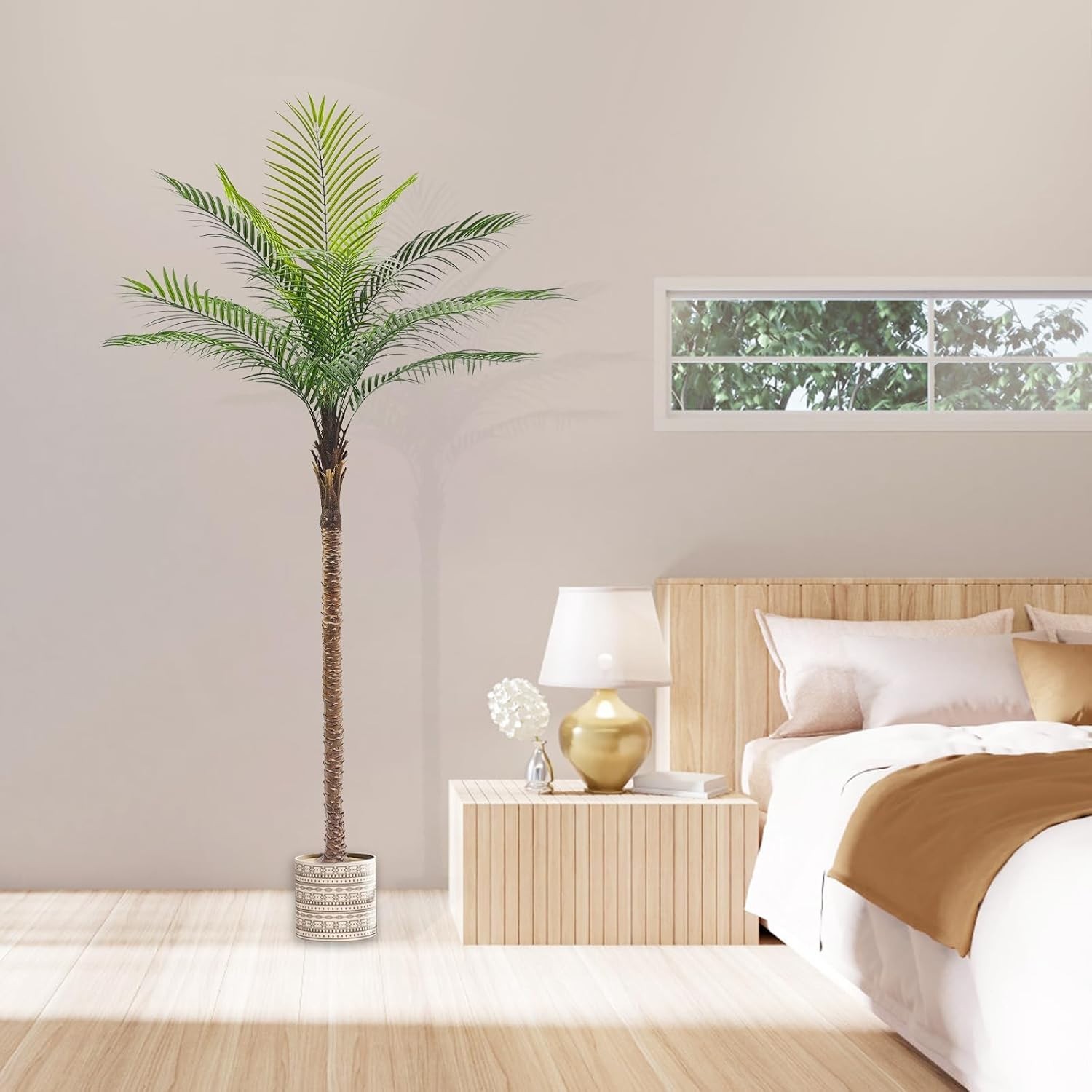 2 Pack 6ft Artificial Coconut Palm Tree, Fake Tropical Palm Plant for Indoor Out