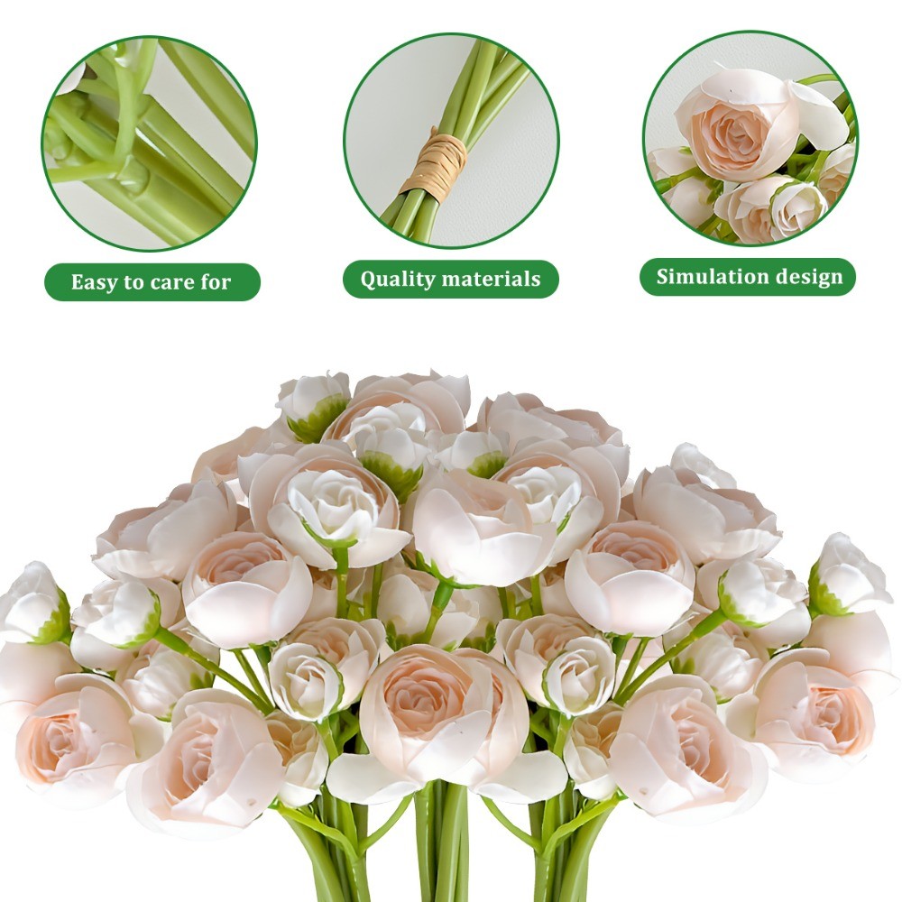 18Pcs Ranunculus Artificial Flowers Fake Wedding Filler Flowers Bridal Bouquets