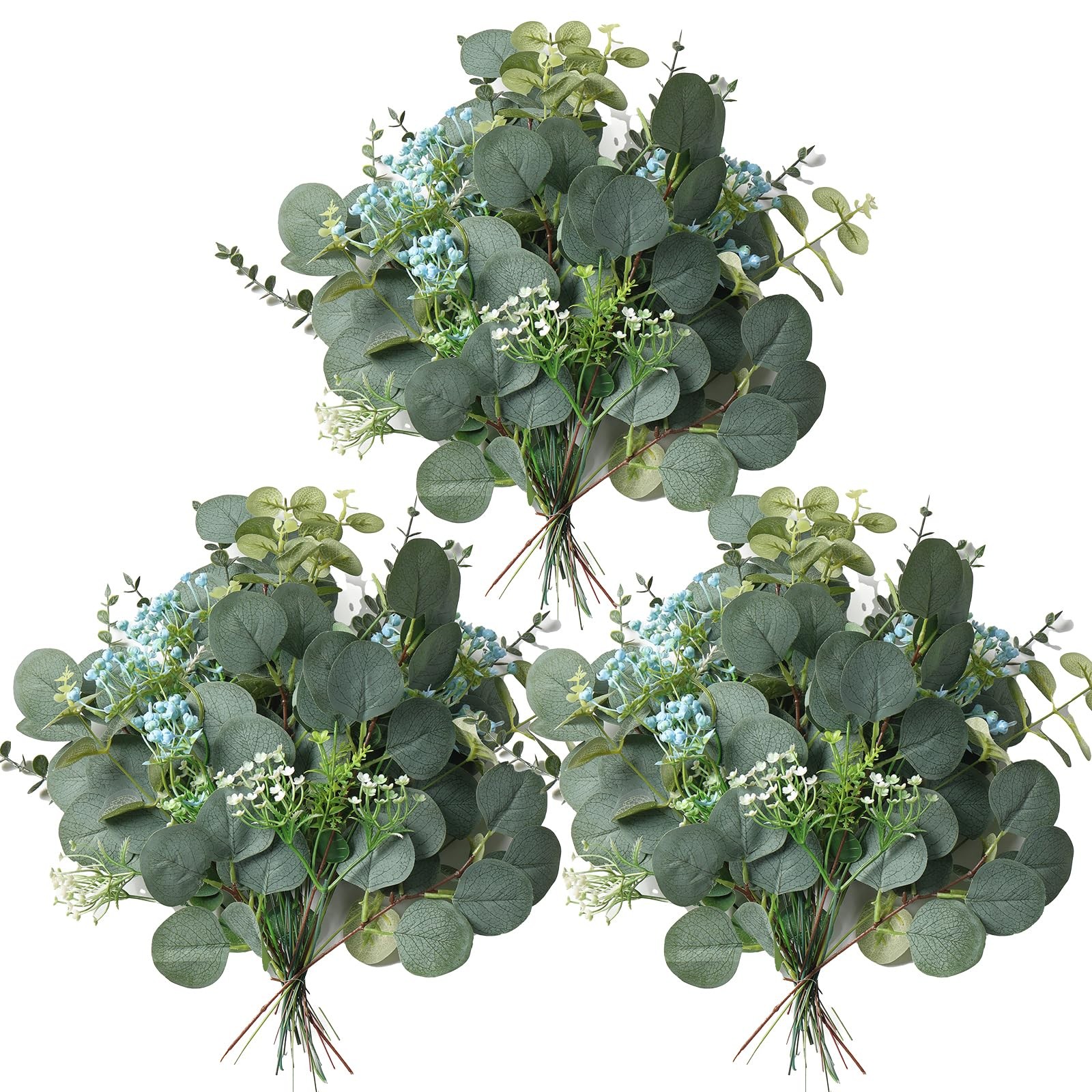 Fake Plants, 20Pcs Mixed Eucalyptus Stems Artificial Flowers, Fake Eucalyptus…