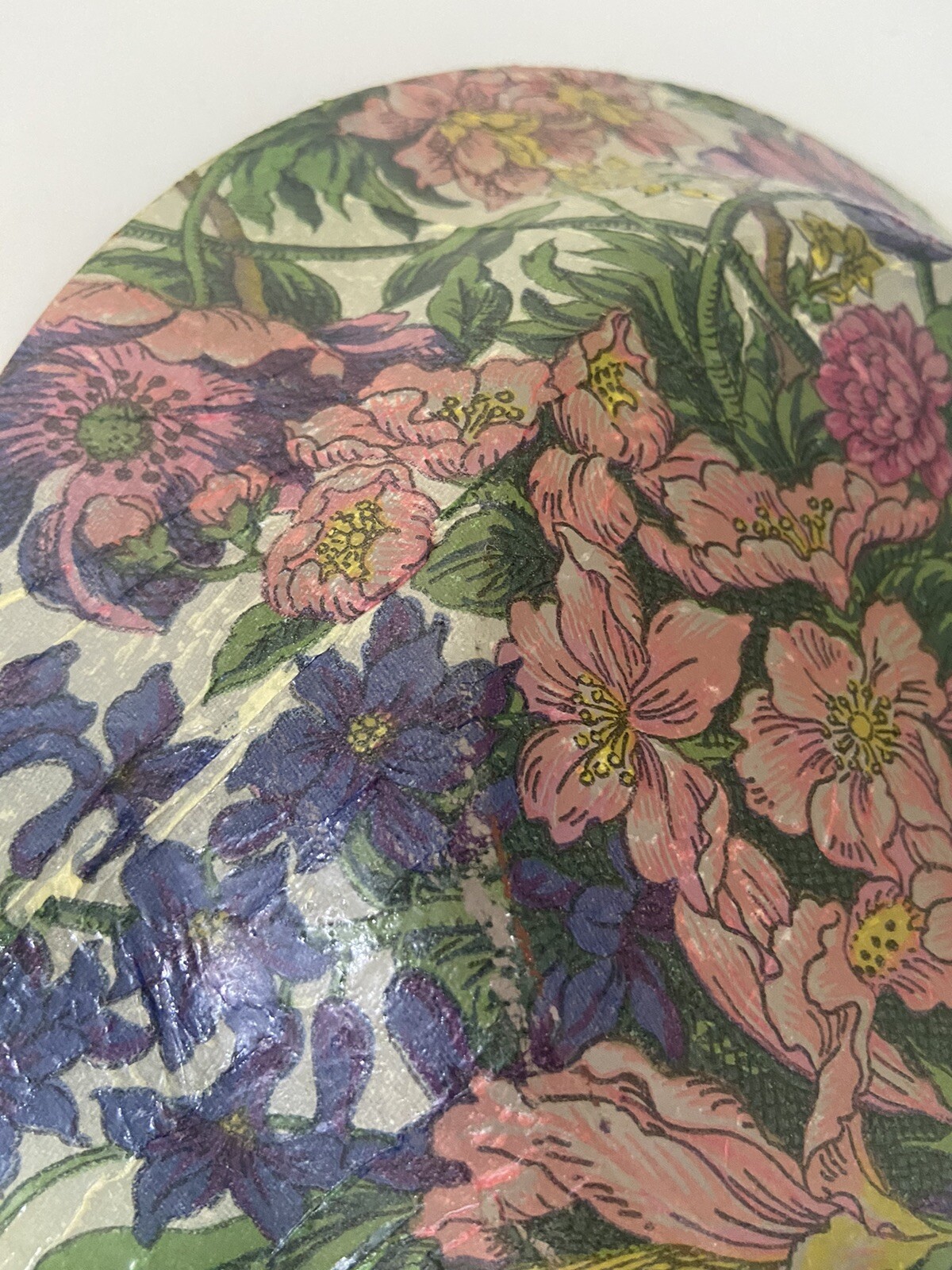 Floral Bouquet Paper Machet 9” Plate Multicolored Rich Color Decor Love