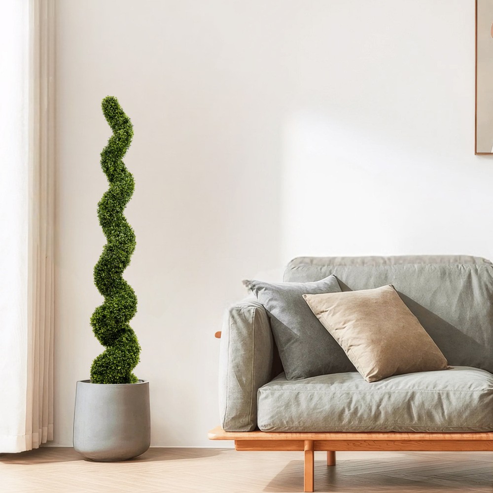 6FT Artificial Spiral Topiary Boxwood Trees Outdoor Garden Porch Decor 2Pcs