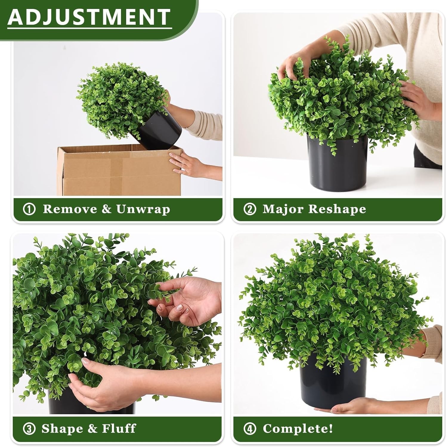 2 Set Real Touch Artificial Eucalyptus Topiary Trees for Outdoor Decor – 16″ …