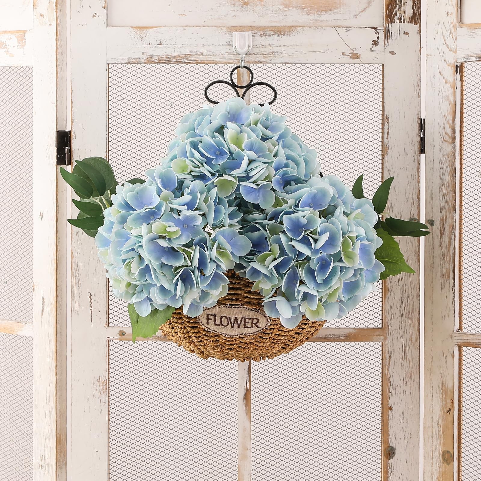 6PCS 22 inch Hydrangea Artificial Flowers Real Touch Pale Blue Faux Hydrangea…