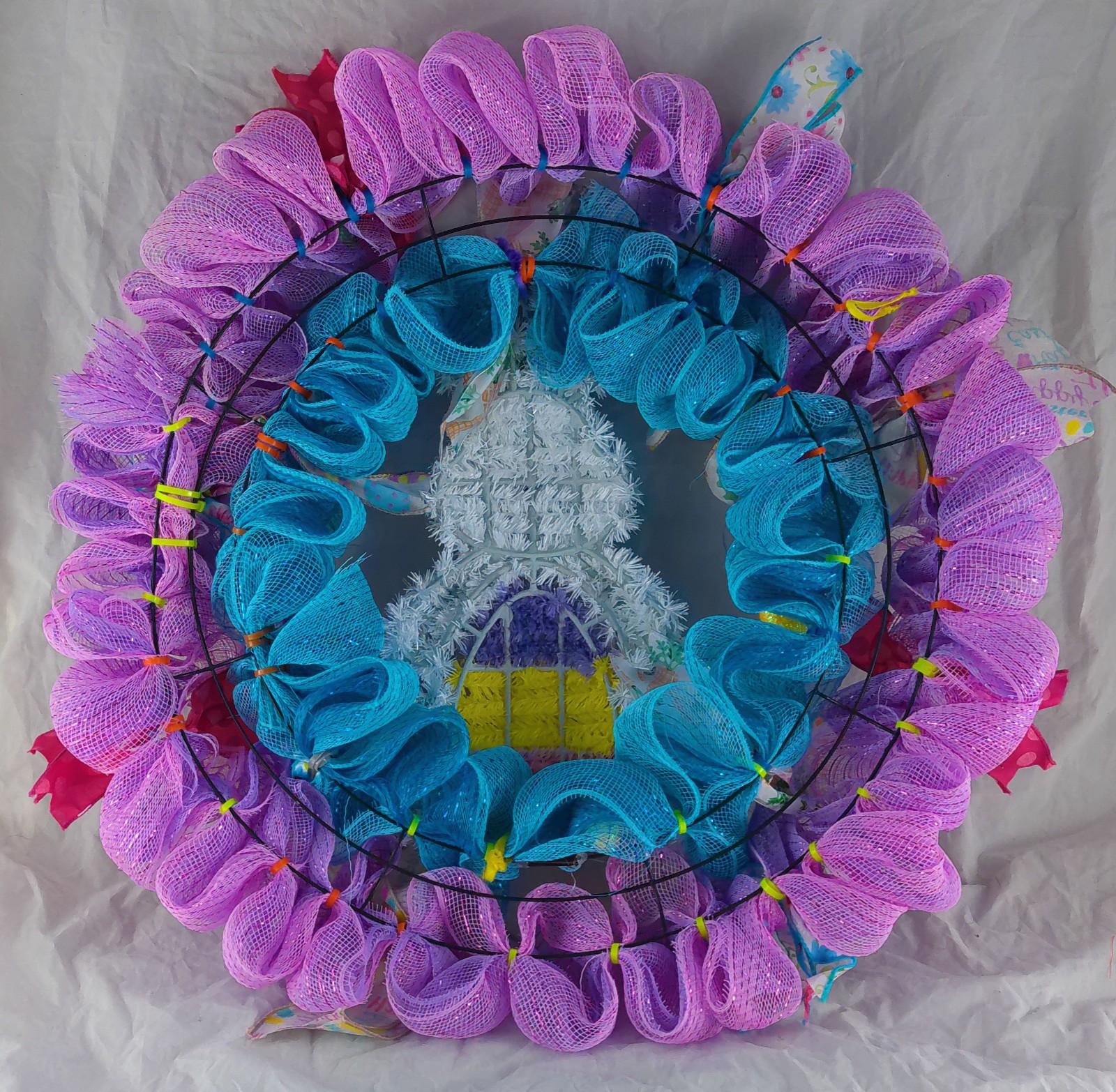 21 inch Pretty Double Layer Poof Easter Ribbon Wreath