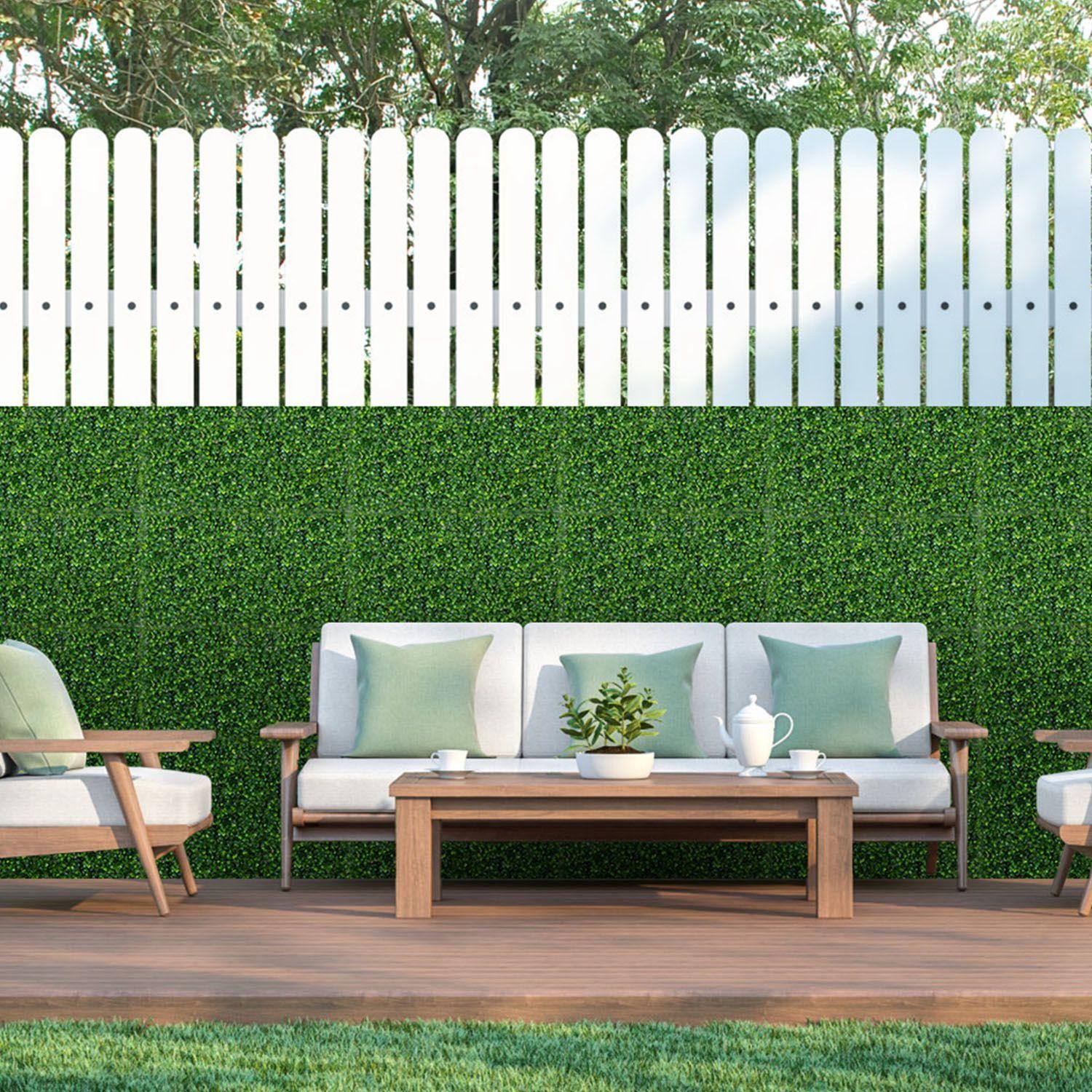 12Pcs 23.6×15.75″ Artificial Boxwood Topiary Hedge Plant Grass Backdrop Fence