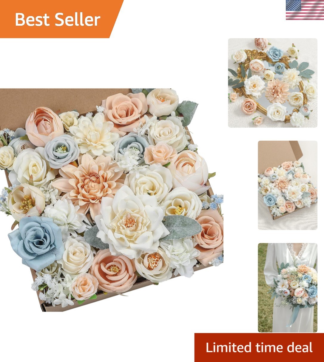 Luxurious Faux Flower Box Set: DIY Bouquets & Centerpieces in Elegant Kraft Box