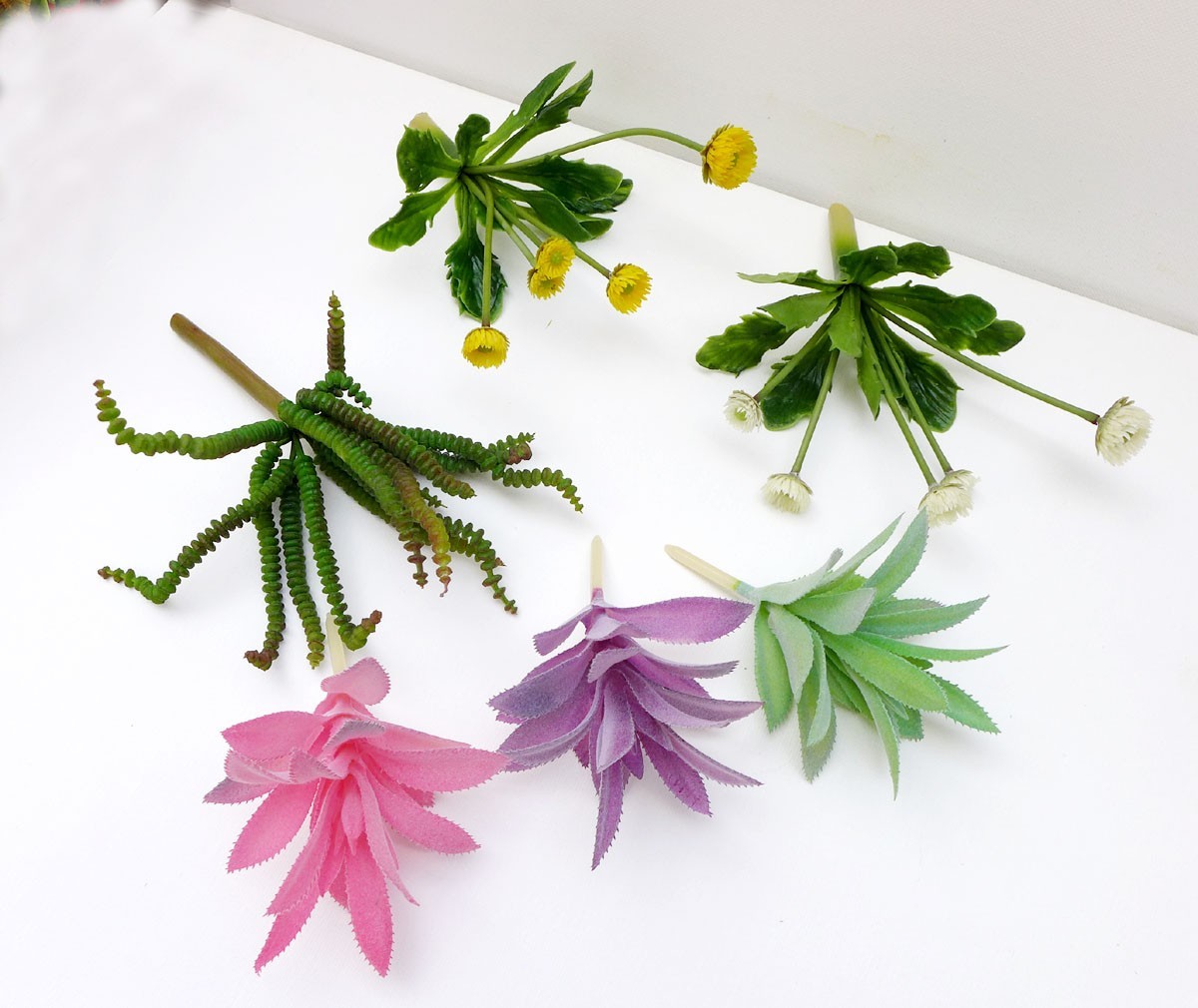 6 Pcs Artificial Plants Flocking Succulents Blooming Flowers (#158)