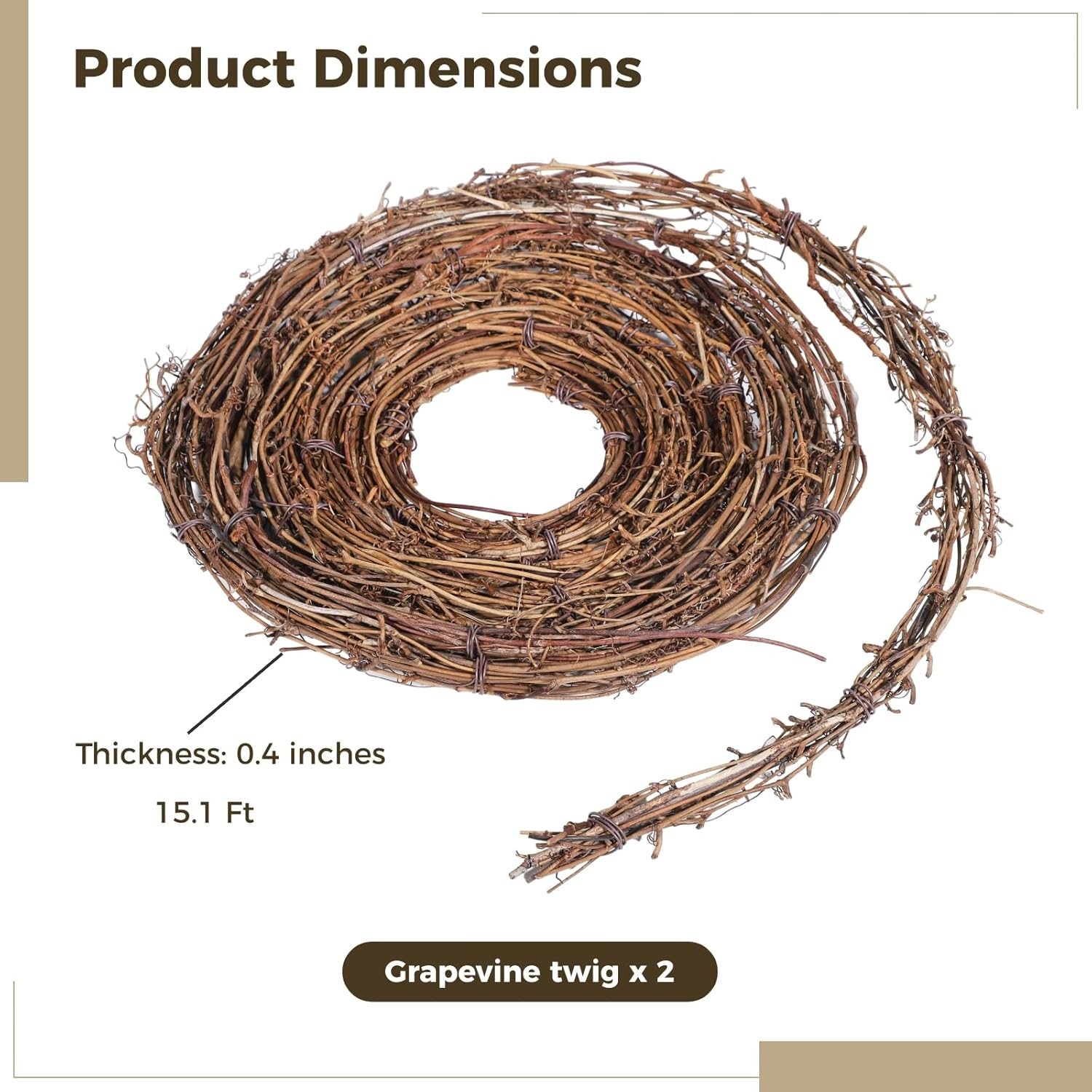 2 PCS Grapevine Garland – DIY Crafts Natural Grapevine Twig Vines, 15 Feet Vines