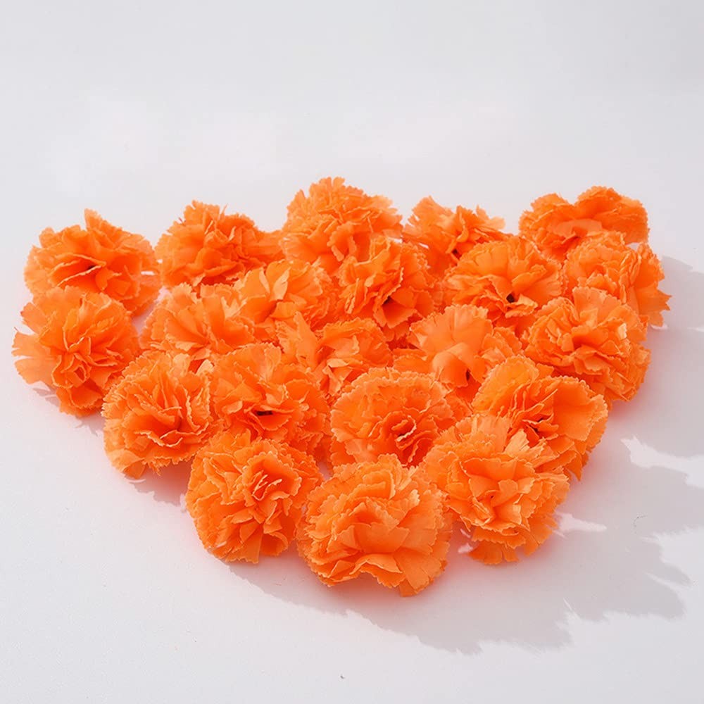 50 Pcs Marigold Flower Heads Bulk, Artificial Mexican Flowers Silk Fake Marig…