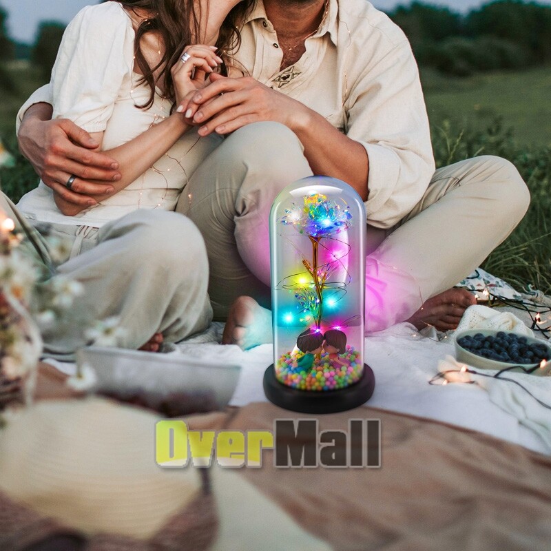 Galaxy Rose Flower Gift for Mom from Son, Daughter – LED Light Glass Flower 2025