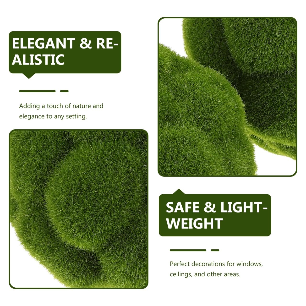 4.7 Inch Faux Moss Balls Decorative Green Mossy Orbs Home Garden Centerpiece