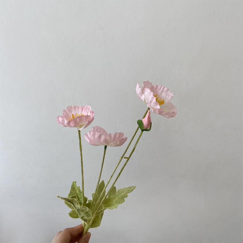 1PC Wild Corn Poppy Silk Flower Stem with 4 Heads Artificial Flower Home Decors