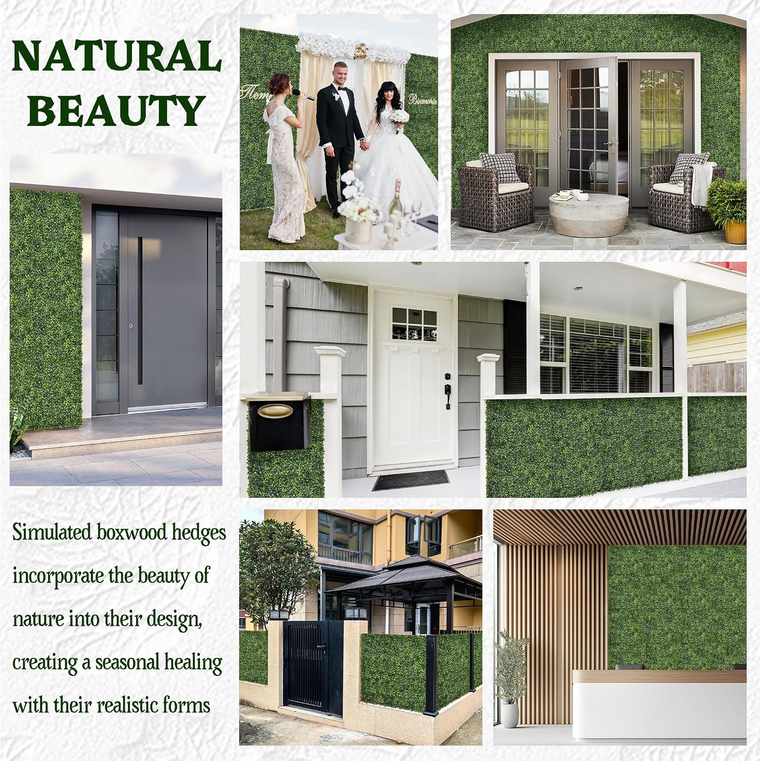 Artificial Boxwood Roll Panel Backdrop: 40″X120″ Uv-Anti Greenery Faux Grass Wal