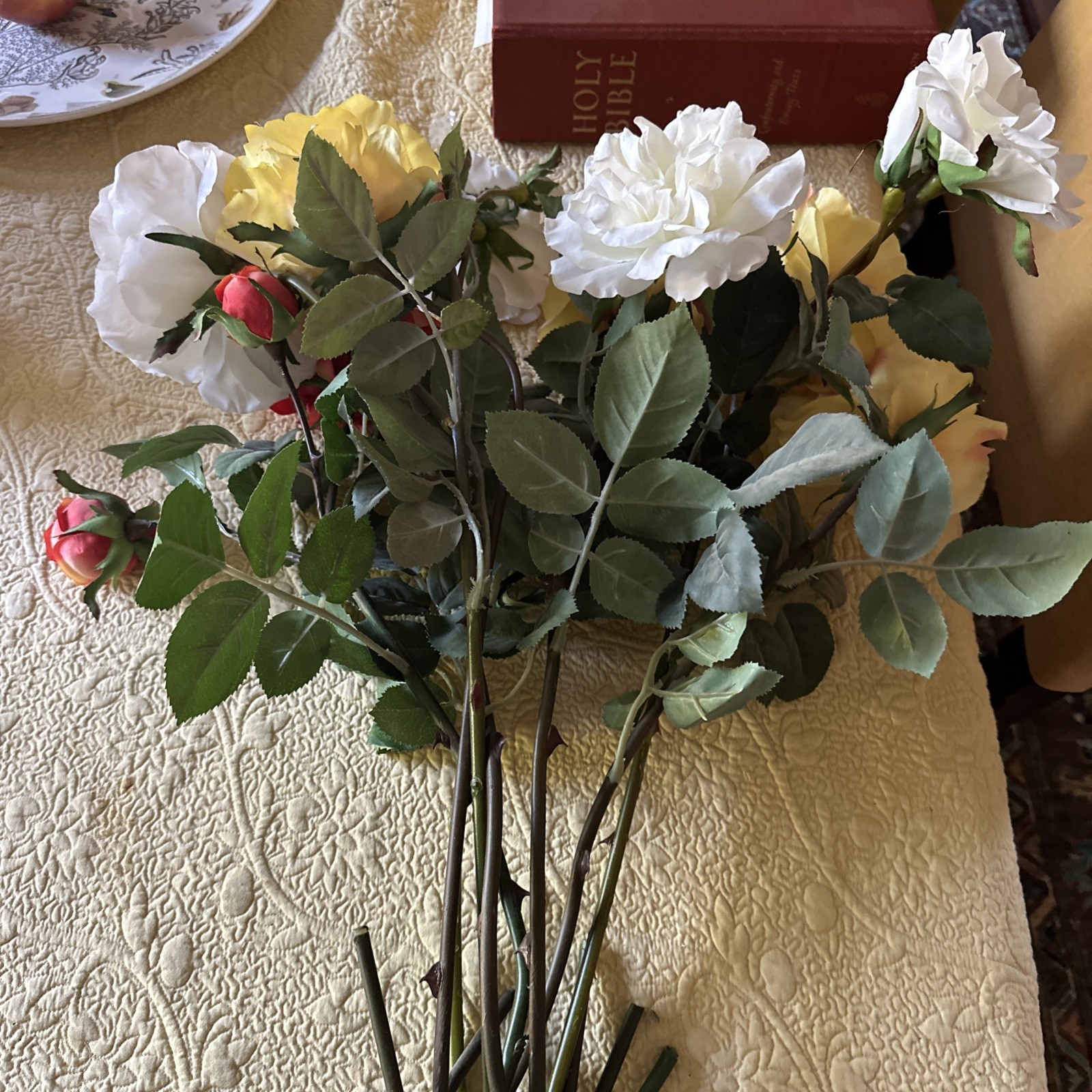 Pottery Barn Faux Mixed Color Roses Flower Stems