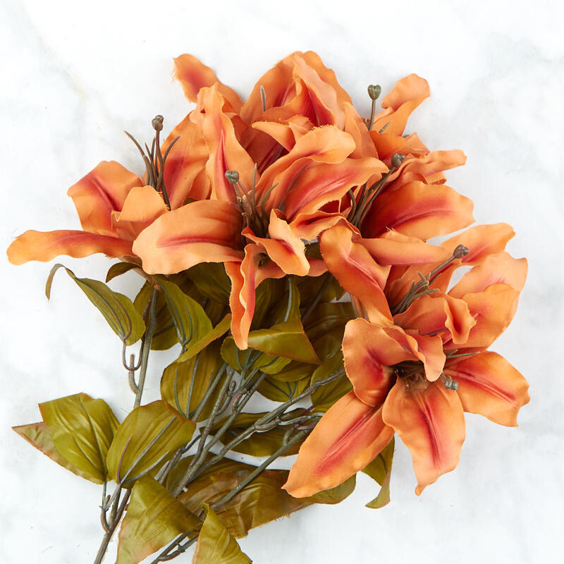 20″ Dark Orange Artificial Tiger Lily Floral Bush