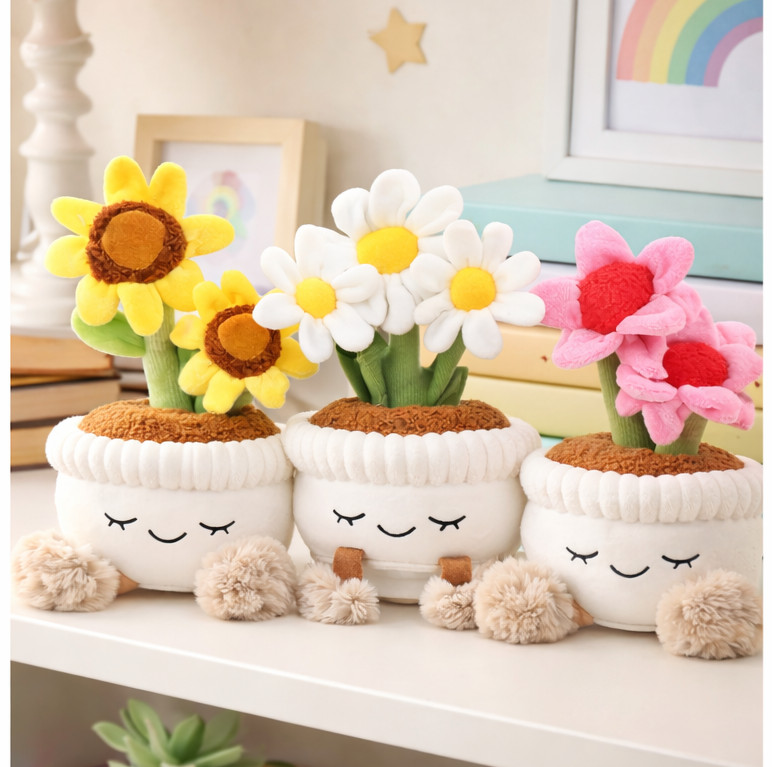 Plush Plant Decor, Soft Houseplant, Cute Stuffed Potted Plant Home Office