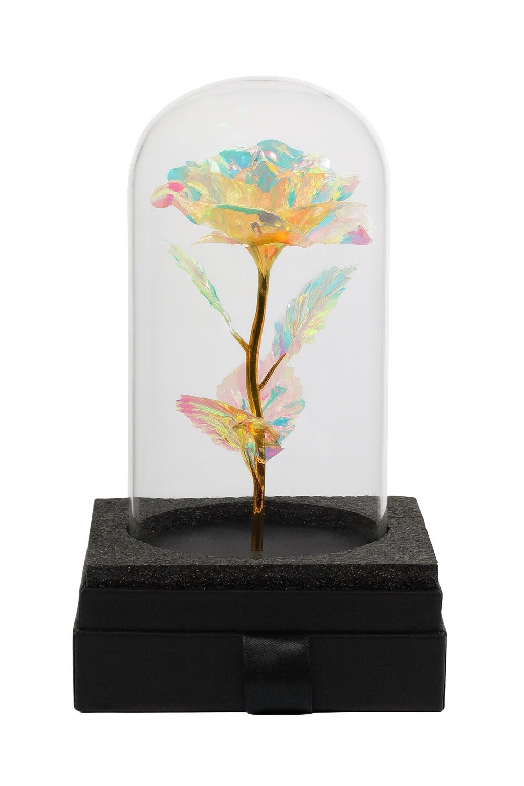 Galaxy Rose Crystal Light Up Flower Glass Dome Mothers Valentines Day Gifts